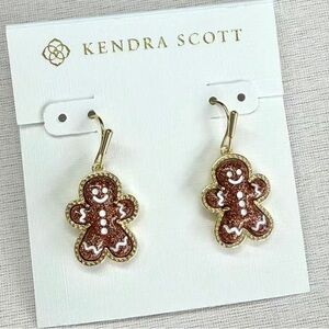 Kendra Scott Gold Christmas Gingerbread Man Earrings